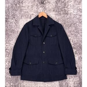 Holland & Sherry Jacket 40 Mens Blue Chamois Cotton Chore Utility Savile Row